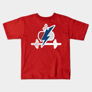 Thunderbolt with capsule logo design. Medical capsule logo. This is good for medical, energy, and your business. Kids T-Shirt